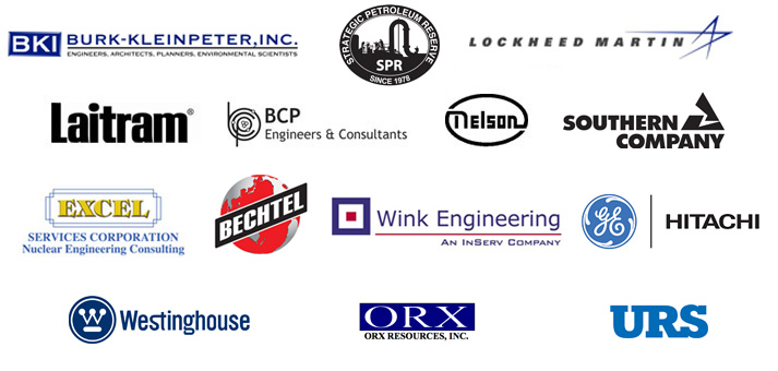 Laitram, BCP Engineers & Consultants, Nelson, GE Energy, Excel, Wesitinghouse, Lockheed Martin, Stategic Petroleum Reserve