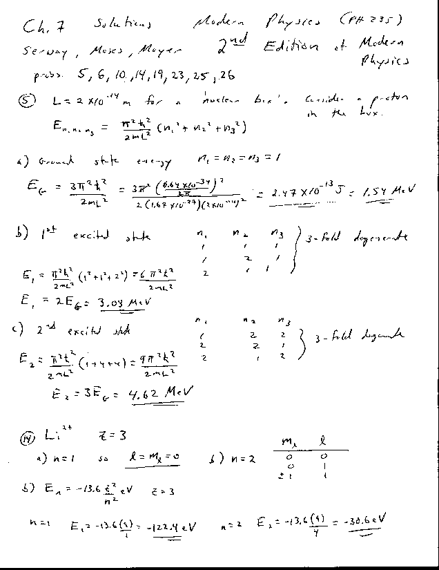 Chapter 7 Solutions for PH235